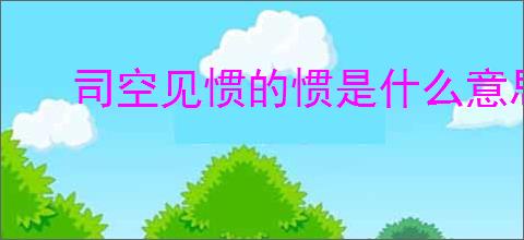 司空见惯的惯是什么意思