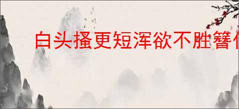 白头搔更短浑欲不胜簪什么意思